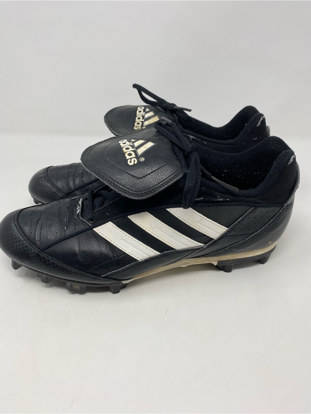 Men’s Adidas Black and White Leather Baseball Cleats - Size 10.5